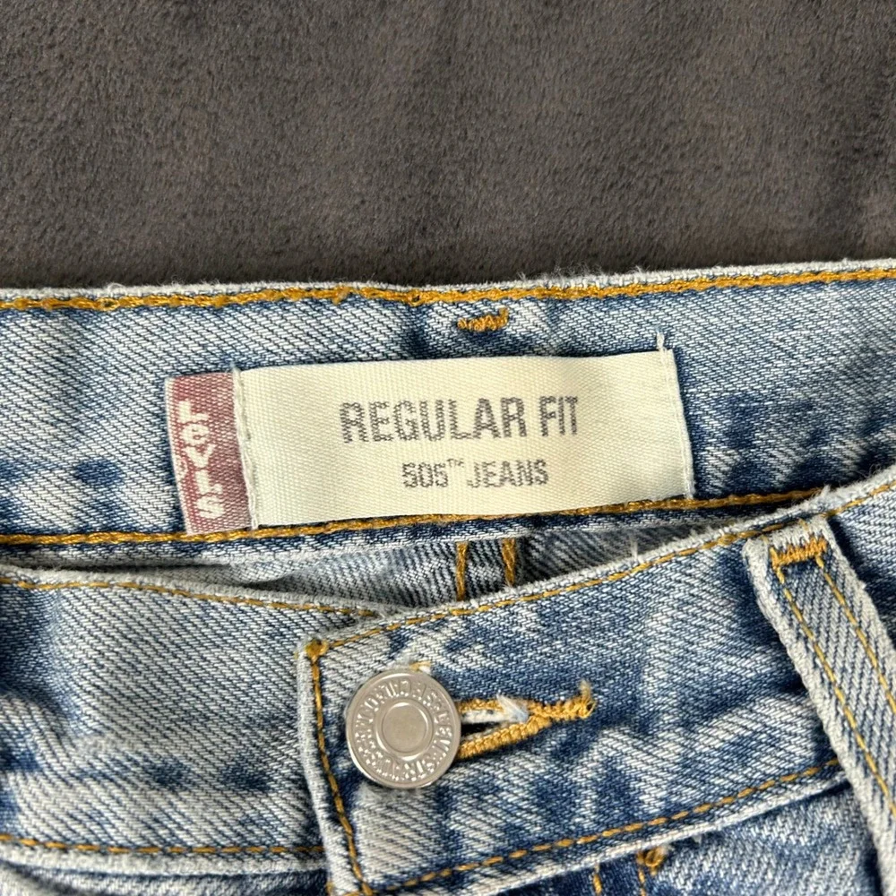 Levi's 505 Regular Fit Jeans Mens W34 L32 Light Wash Denim Straight Leg